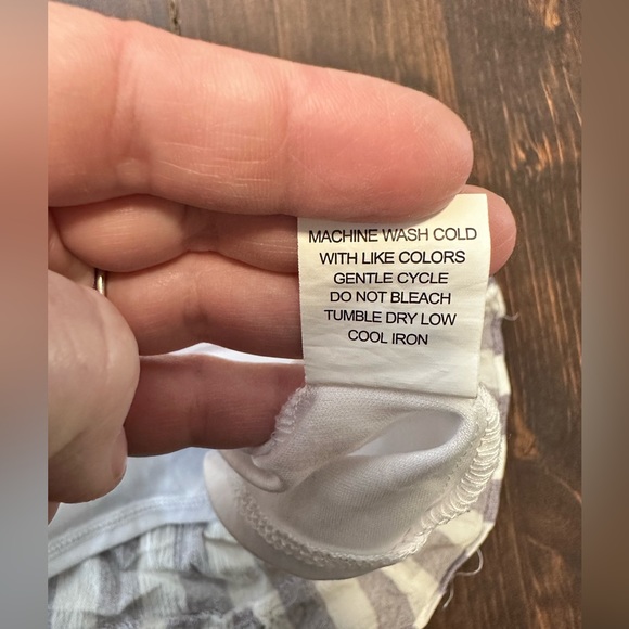 Junior’s Stripped Chambray White Wrap Skirt w/Fabric Buttons+Ruffled Hem Detail - Picture 9 of 16